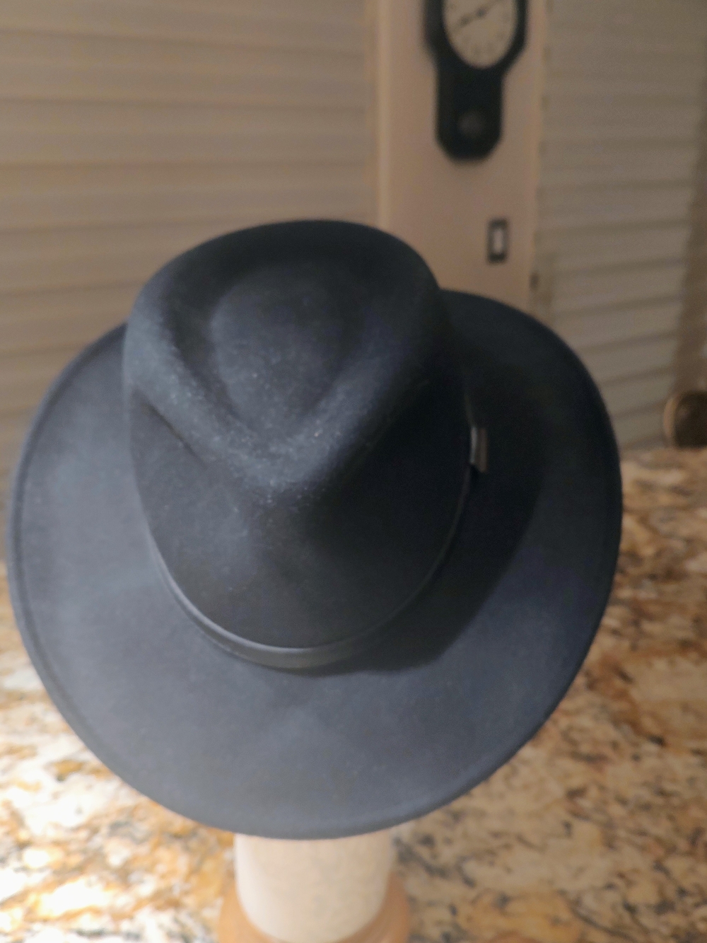 Pendleton Black 100% wool Fedora/Outback with Branded Leather Band - Picture 2 of 8